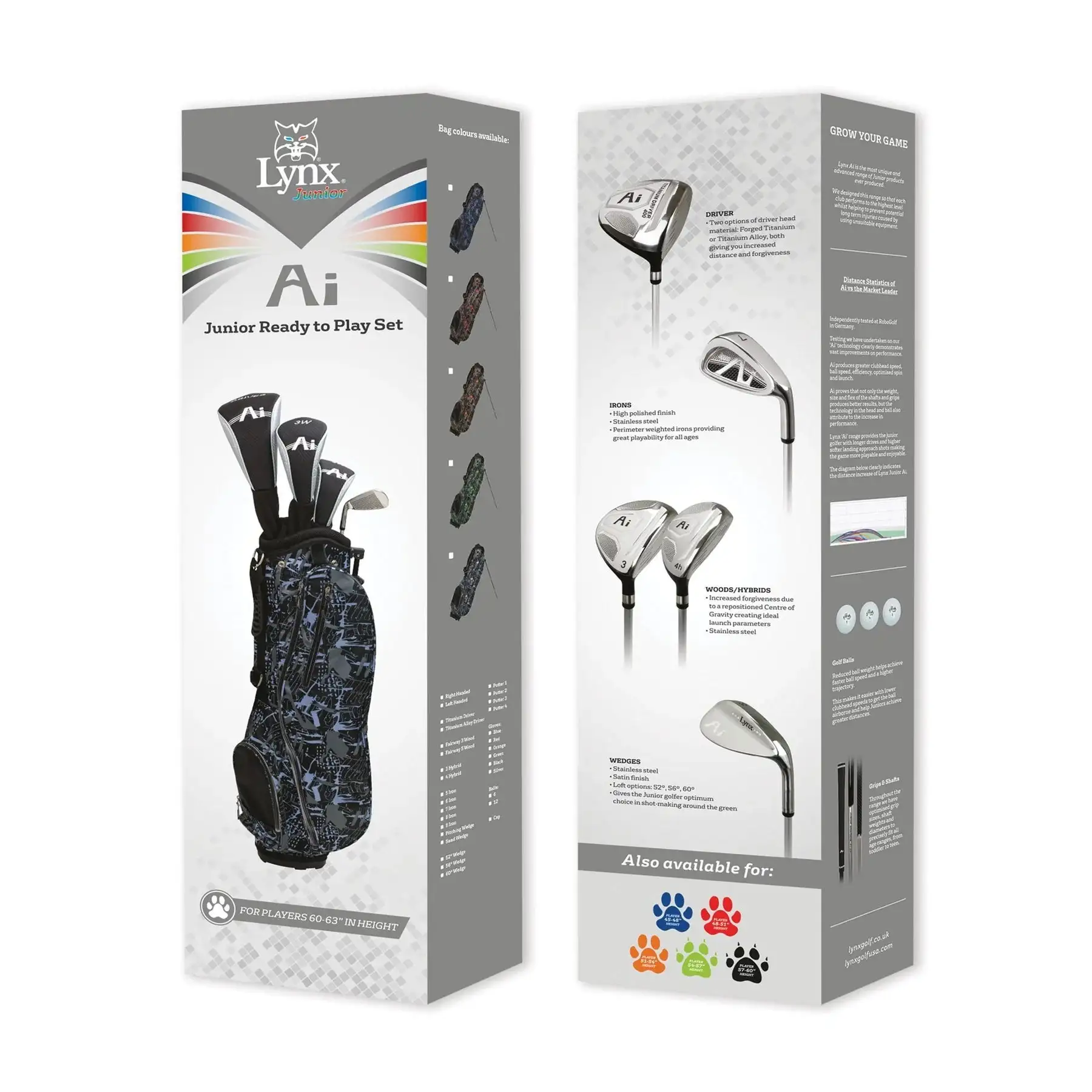 Lynx Junior Golf Package Set | Silver 60"-63" 1 Lynx Junior Golf Package Set | Silver 60"-63"