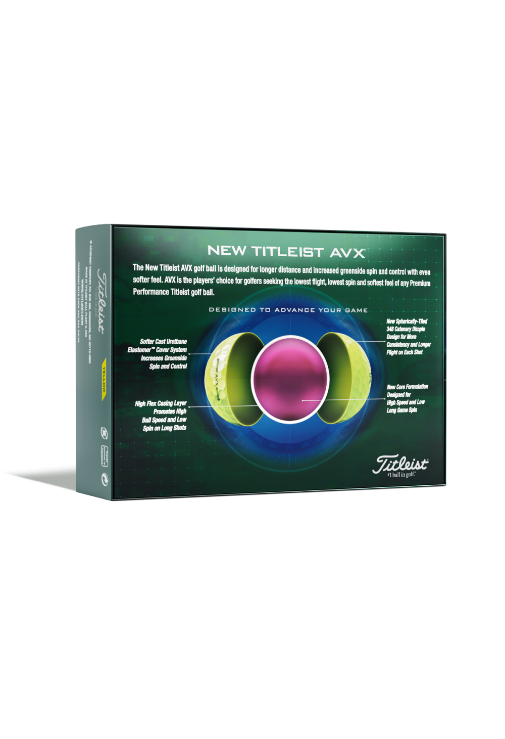 Titleist AVX Golf Balls | Yellow 2 Titleist AVX Golf Balls | Yellow - Image 2